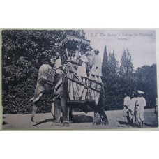 H.H. The Holkar's Son on the Elephant, Indore.